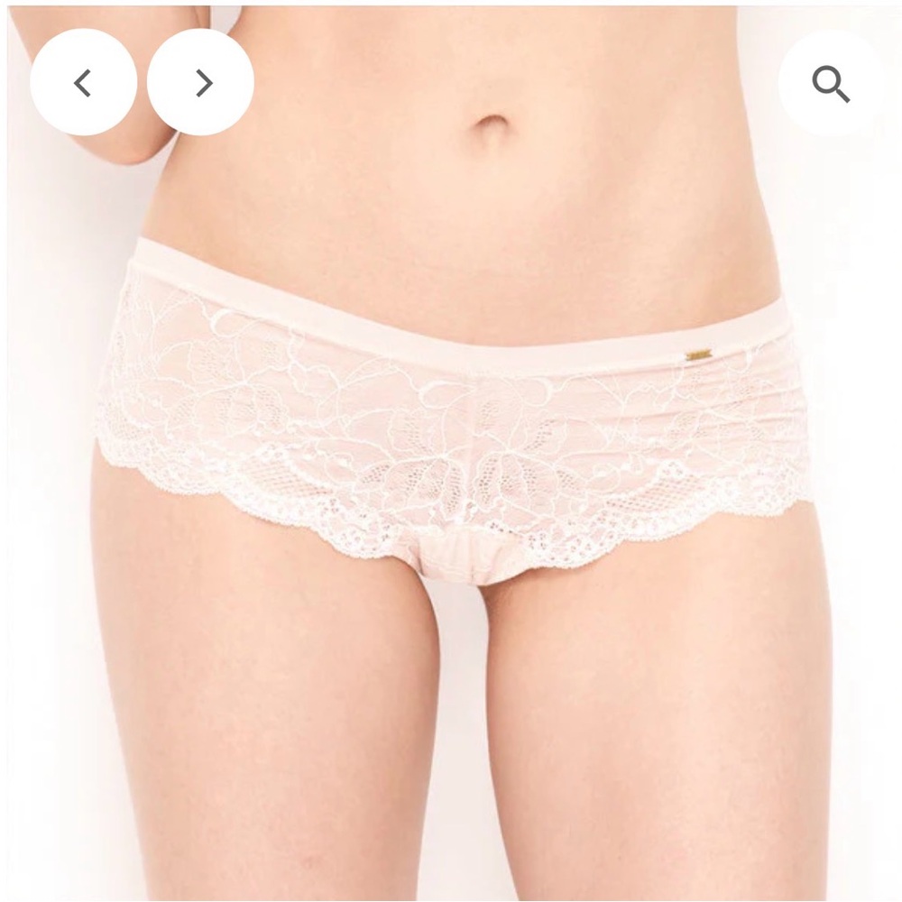 European Soft Lace Front & Back BoyShorts/Knickers (Set of 2)  Nude Medium NWT